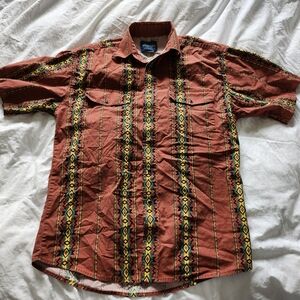Wrangler Rust Aztec Stripe Short Sleeve Shirt